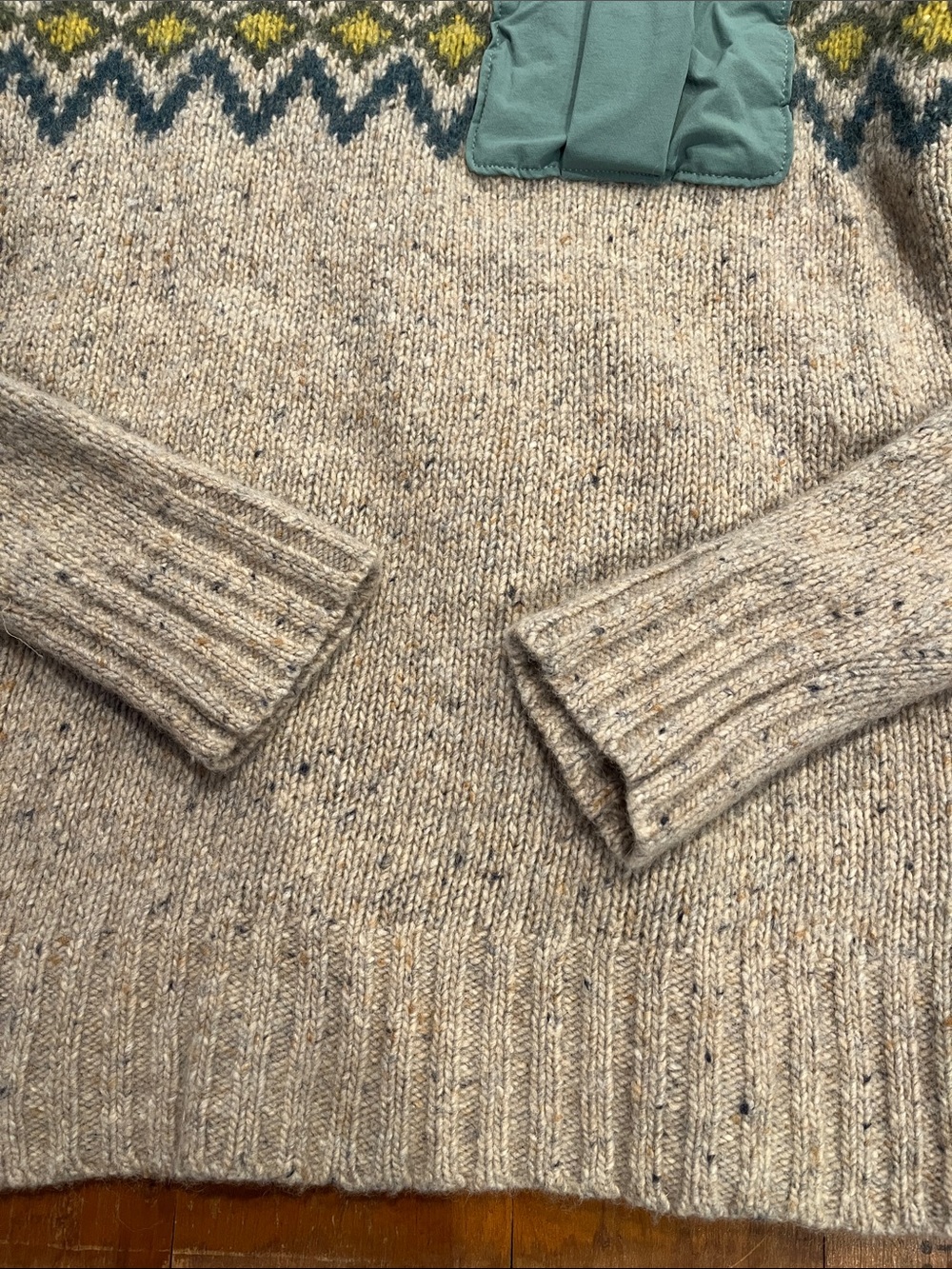 SMARTWOOL XS/S Oat Speckled Heavy Knit Alpaca Wool Henley 1/4 Sweater - Picture 2 of 7